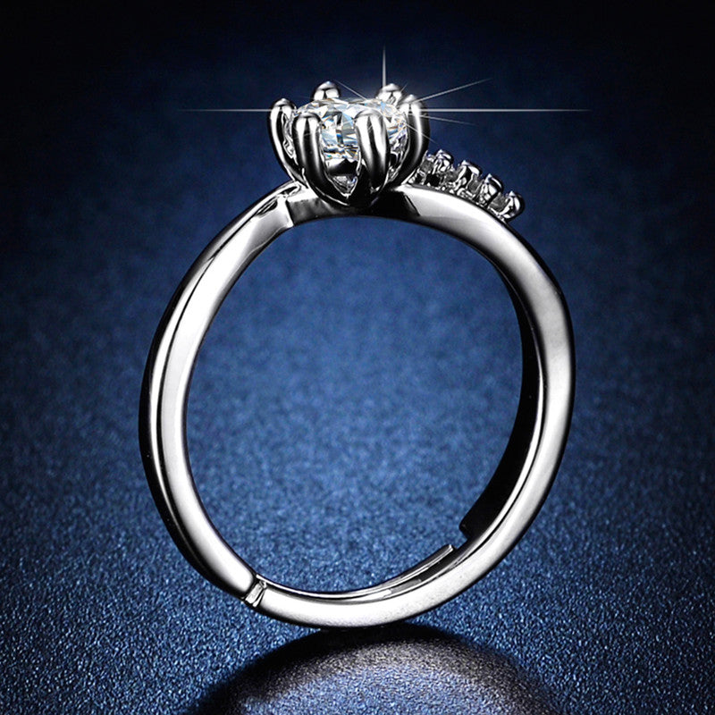 Jewels Galaxy Silver Plated AD Studded Contemporary Anti Tarnish Adjustable Finger Ring
