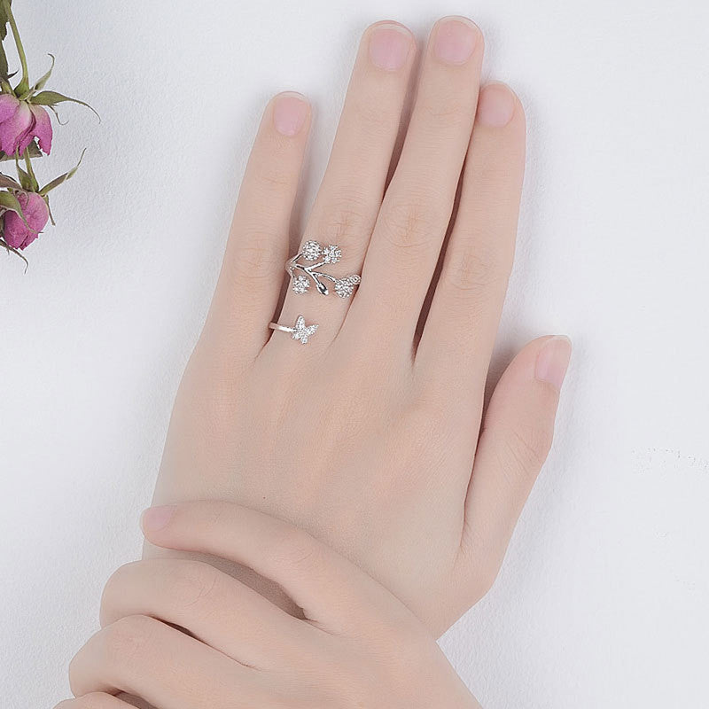 Jewels Galaxy Silver Plated American Diamond Studded Contemporary Korean Finger Ring