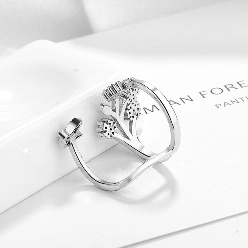 Jewels Galaxy Silver Plated American Diamond Studded Contemporary Korean Finger Ring
