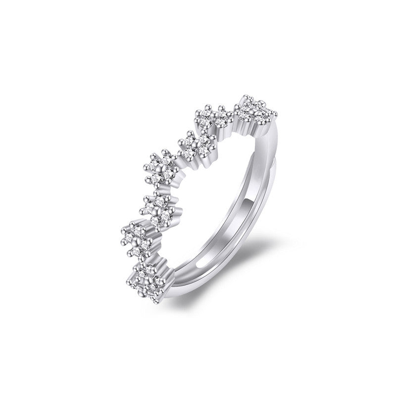 Jewels Galaxy Silver Plated American Diamond Studded Contemporary Korean Finger Ring
