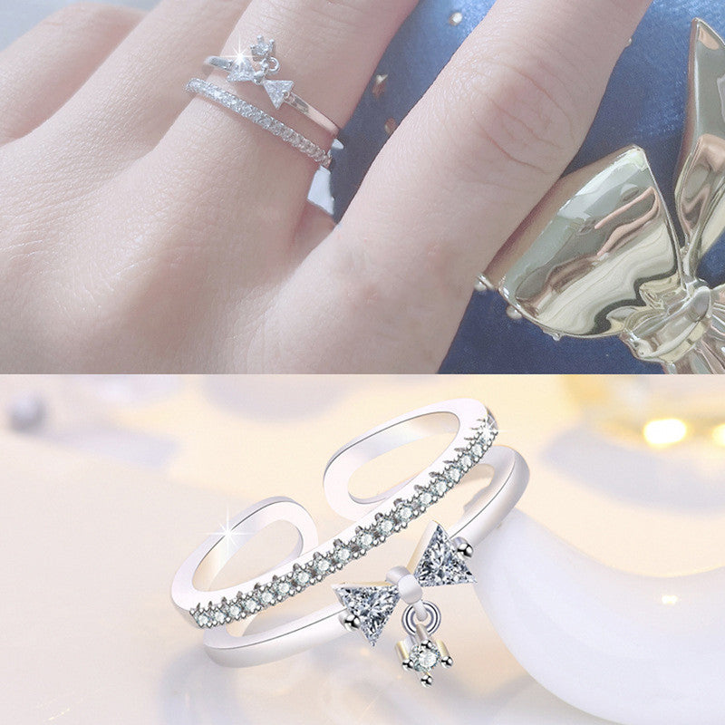 Jewels Galaxy Silver Plated American Diamond Studded Contemporary Korean Finger Ring