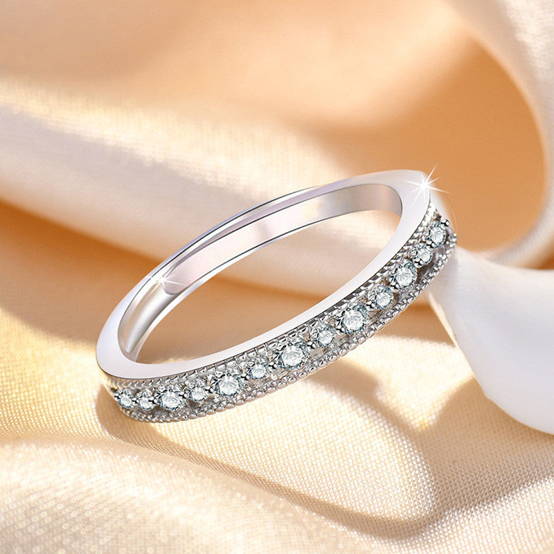 Jewels Galaxy Silver Plated American Diamond Studded Contemporary Korean Finger Ring