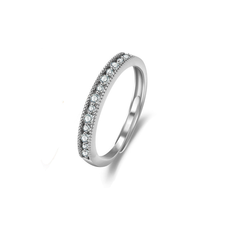Jewels Galaxy Silver Plated American Diamond Studded Contemporary Korean Finger Ring