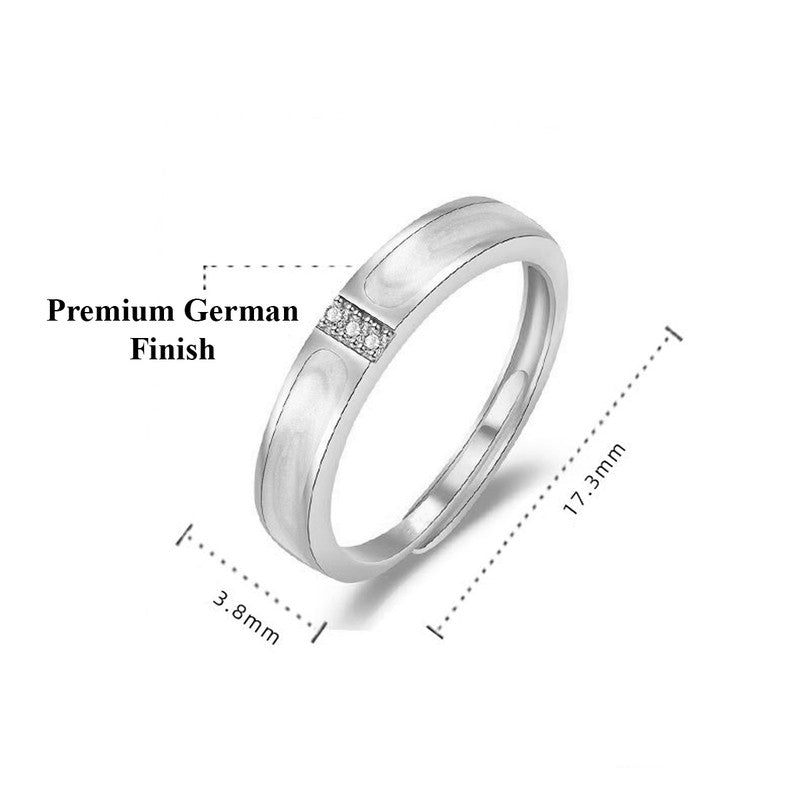 Jewels Galaxy Silver Plated American Diamond Studded Contemporary Korean Finger Ring
