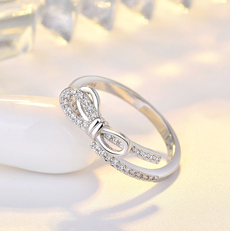 Jewels Galaxy Silver Plated American Diamond Studded Contemporary Korean Finger Ring