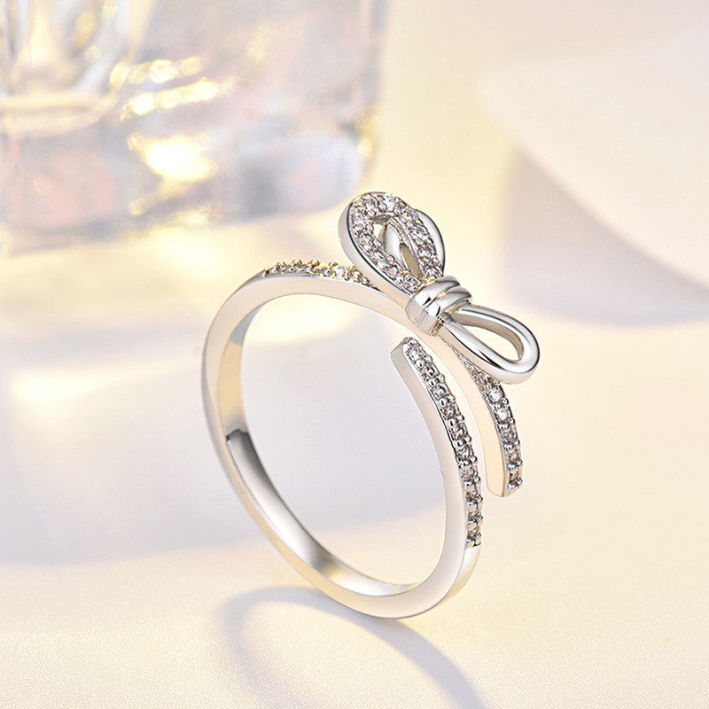 Jewels Galaxy Silver Plated American Diamond Studded Contemporary Korean Finger Ring