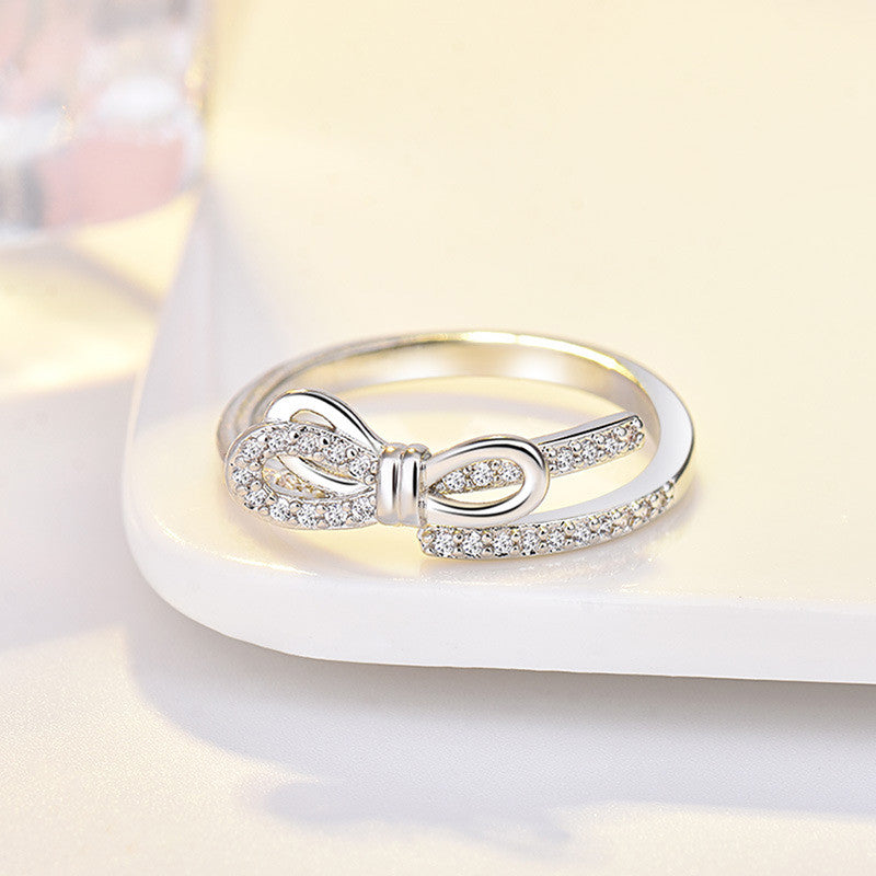 Jewels Galaxy Silver Plated American Diamond Studded Contemporary Korean Finger Ring