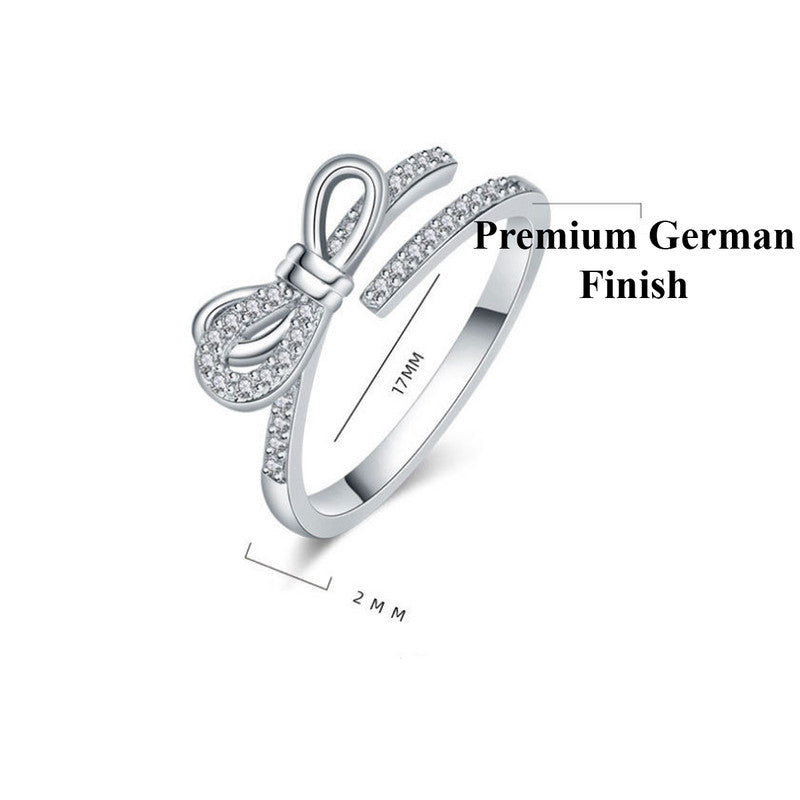 Jewels Galaxy Silver Plated American Diamond Studded Contemporary Korean Finger Ring