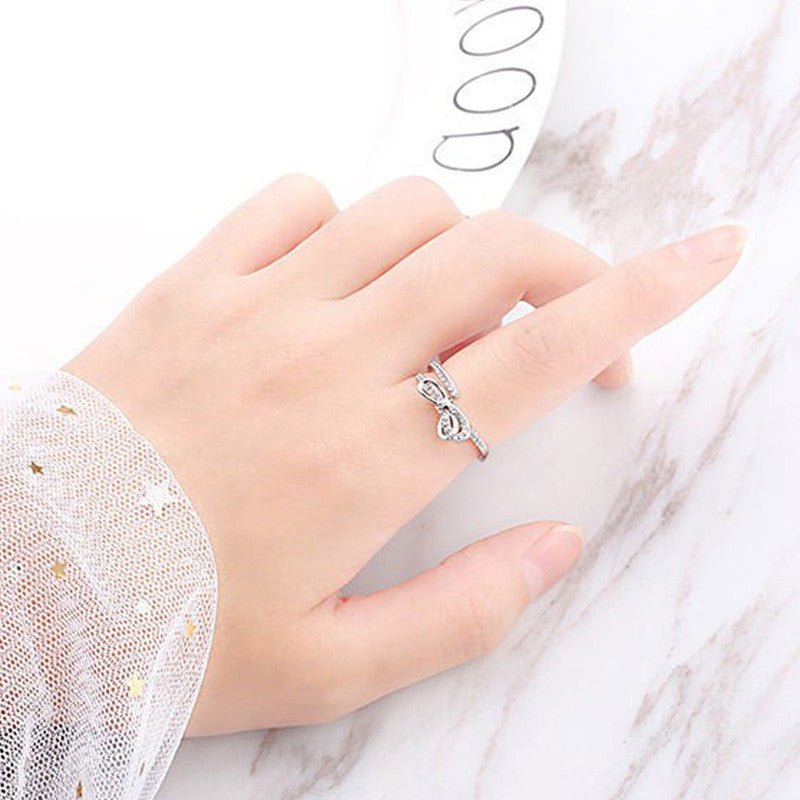 Jewels Galaxy Silver Plated American Diamond Studded Contemporary Korean Finger Ring