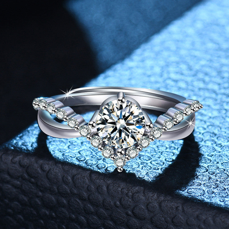 Jewels Galaxy Silver Plated American Diamond Studded Contemporary Korean Finger Ring