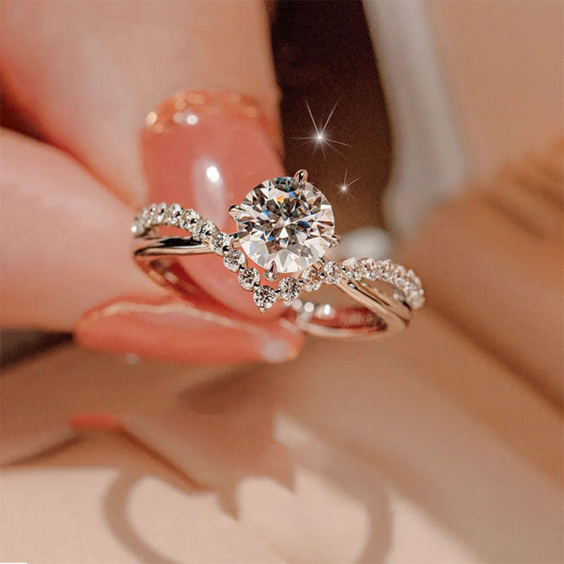 Jewels Galaxy Silver Plated American Diamond Studded Contemporary Korean Finger Ring