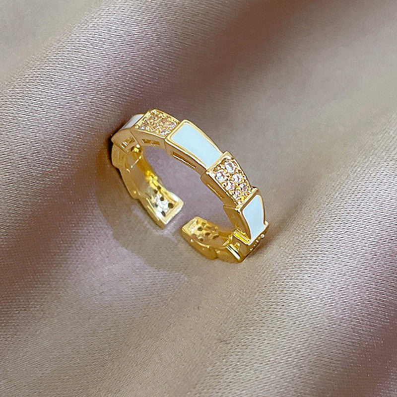 Jewels Galaxy Gold Plated Crystal Studded Contemporary Adjustable Finger Ring