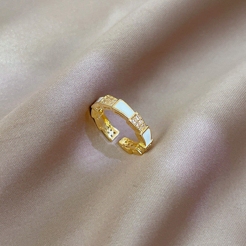 Jewels Galaxy Gold Plated Crystal Studded Contemporary Adjustable Finger Ring