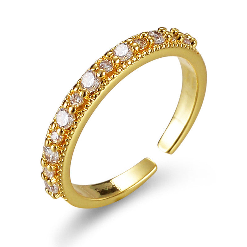 Jewels Galaxy Gold Plated Crystal Studded Contemporary Adjustable Round Finger Ring