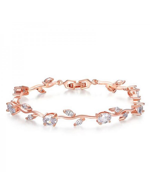Jewels Galaxy Alloy Cubic Zirconia 24K Rose Gold Charm Bracelet - Women  Fitness Org