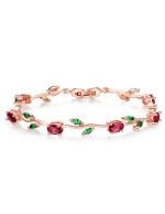 Jewels Galaxy Elegant Crystal Leaf Rose ...