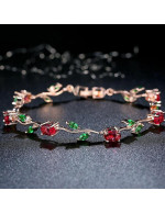 Jewels Galaxy Elegant Crystal Leaf Rose ...