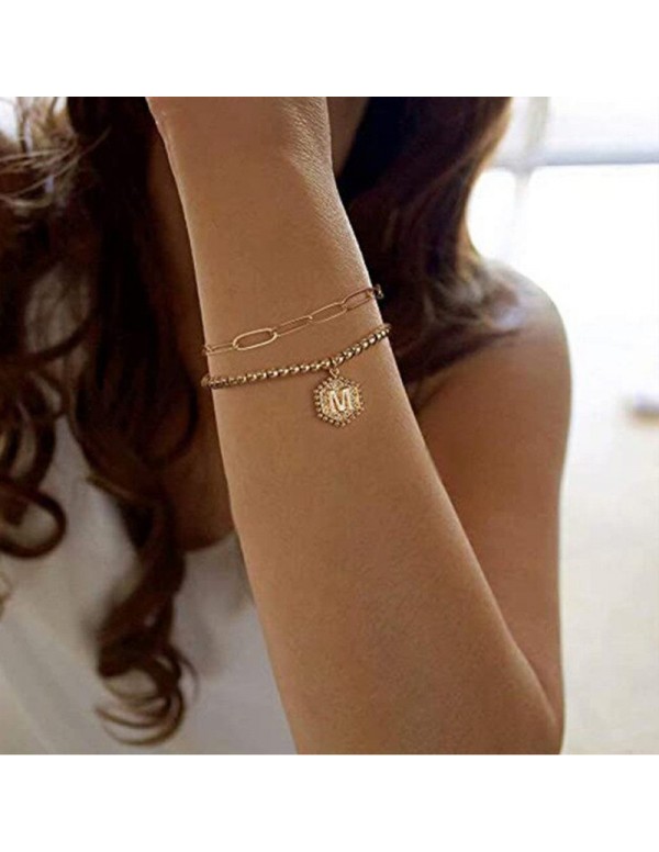 Jewels Galaxy Jewellery For Women Gold Plated Alphabetical "M" Bracelet