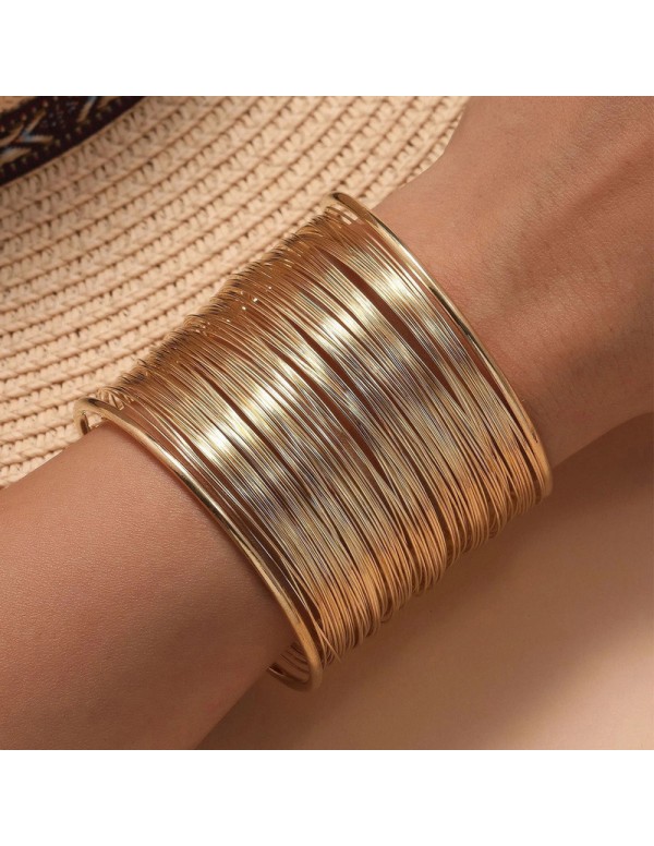 Jewels Galaxy Gold Plated Party Statement Mesh Design Silver Free Size Korean Cuff Bracelet For Women and Girls