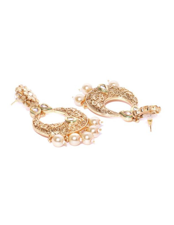 Jewels Galaxy Gold-Plated Stone-Studded Crescent-Shaped Chandbalis 45052