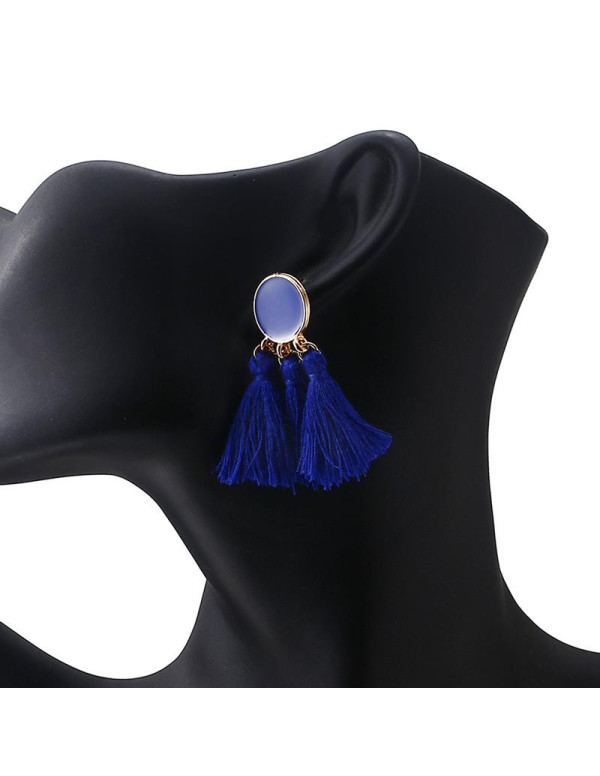 Jewels Galaxy Blue-Toned Copper Plated Tassel Earrings 45096