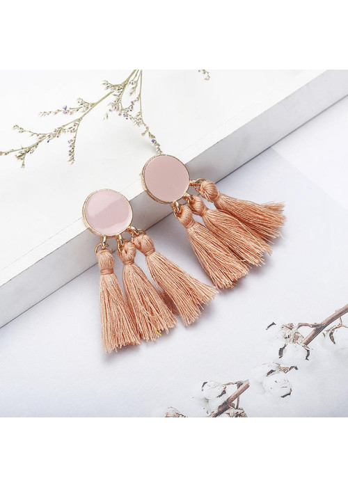 Jewels Galaxy Cream-Toned Copper Plated Tassel Earrings 45101