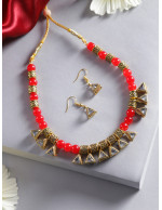 Jewels Galaxy Red Gold Plated Beads Neck...