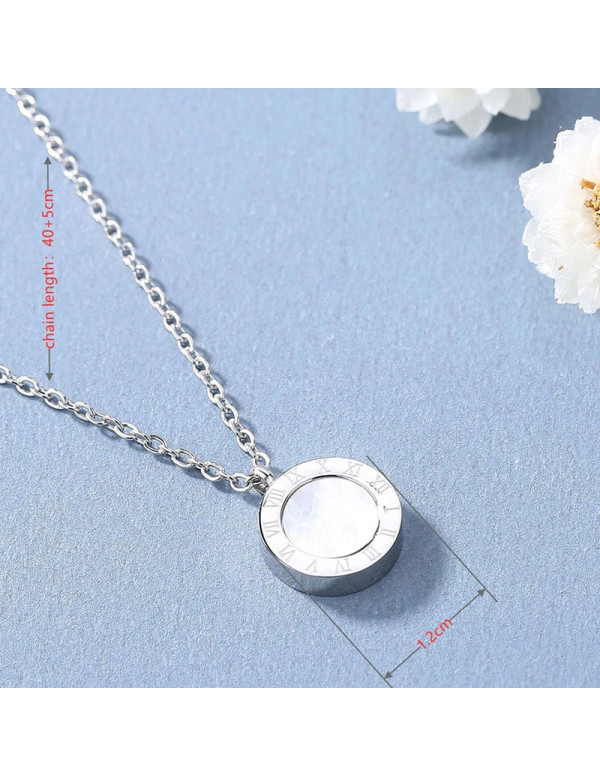 Jewels Galaxy Silver Plated Stainless Steel Anti Tarnish Roman Numerals Dual Side Circular Pendant