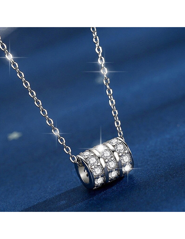 Jewels Galaxy Silver Plated Stainless Steel Anti Tarnish CZ Cylindrical Pendant with 3 Linked Loops