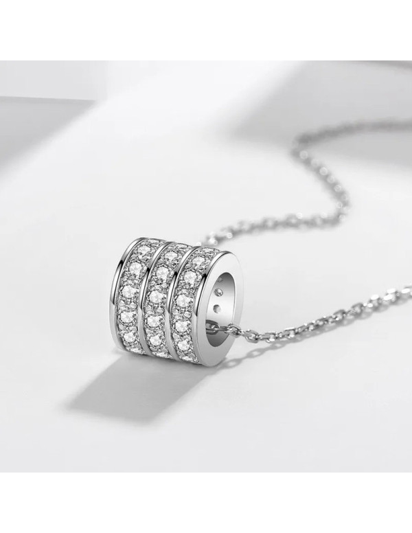 Jewels Galaxy Silver Plated Stainless Steel Anti Tarnish CZ Cylindrical Pendant with 3 Linked Loops