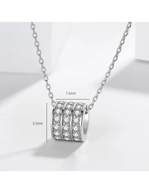 Jewels Galaxy Silver Plated Stainless Steel Anti Tarnish CZ Cylindrical Pendant with 3 Linked Loops