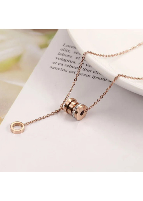 Jewels Galaxy Rose Gold Plated Stainless Steel Cubic Zirconia Pendant with Hanging Loop