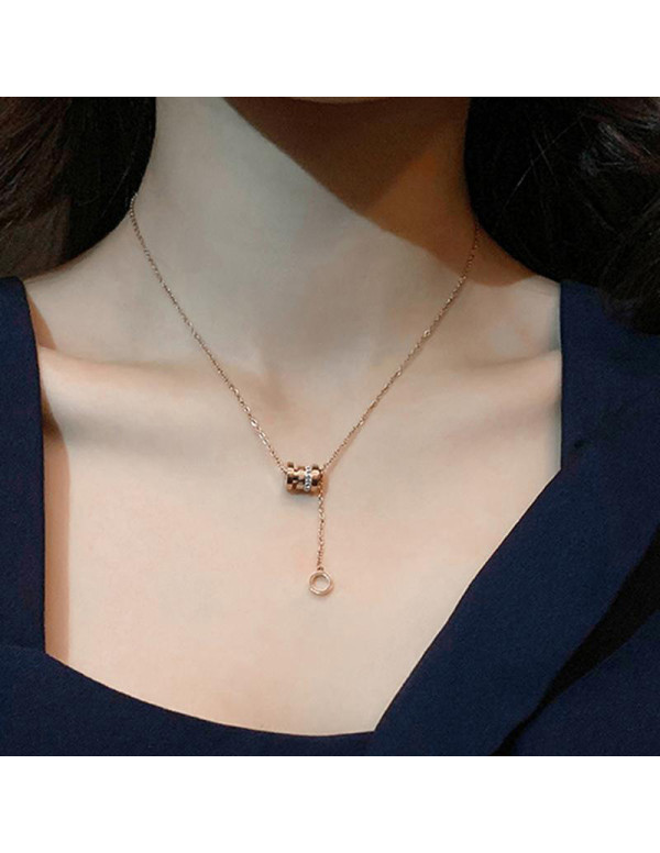 Jewels Galaxy Rose Gold Plated Stainless Steel Cubic Zirconia Pendant with Hanging Loop