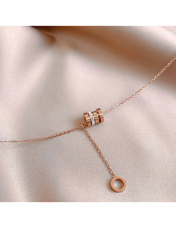 Jewels Galaxy Rose Gold Plated Stainless Steel Cubic Zirconia Pendant with Hanging Loop