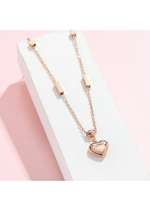 Jewels Galaxy Stainless Steel Rose Gold Plated Heart themed Contemporary Pendant