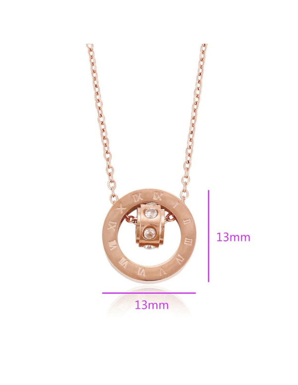 Jewels Galaxy Rose Gold Plated Stainless Steel Roman Numerals Pendant with Cubic Zirconia