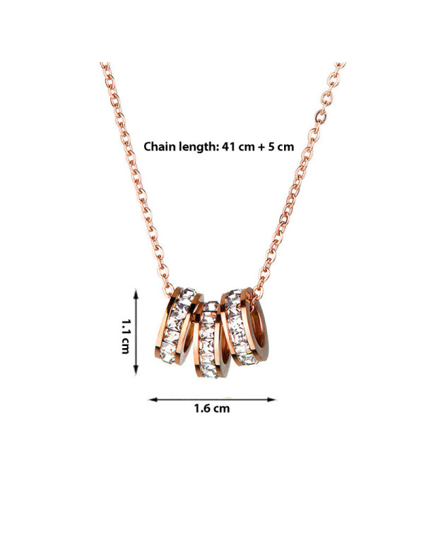 Jewels Galaxy Rose Gold Plated Stainless Steel CZ Cylindrical Pendant with 3 Loops