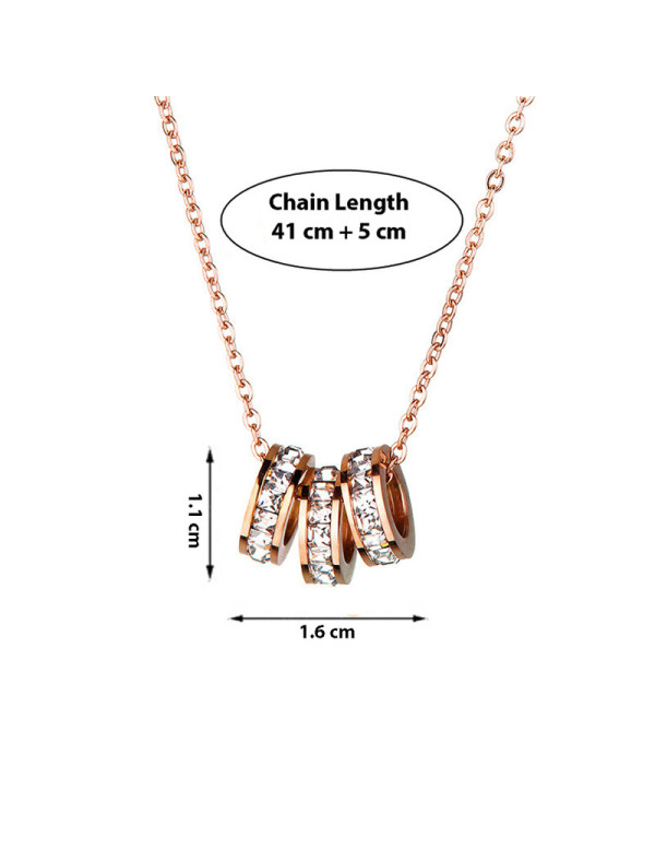 Jewels Galaxy Rose Gold Plated Stainless Steel CZ Cylindrical Pendant with 3 Loops