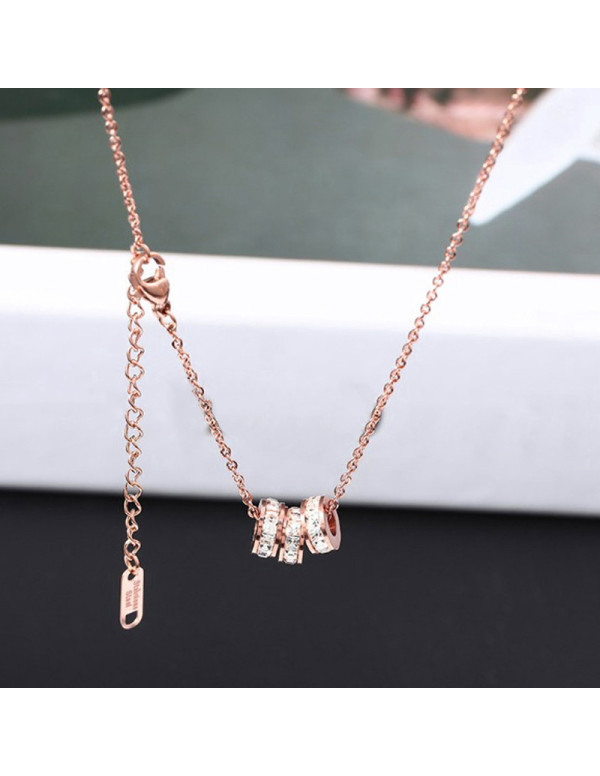 Jewels Galaxy Rose Gold Plated Stainless Steel CZ Cylindrical Pendant with 3 Loops