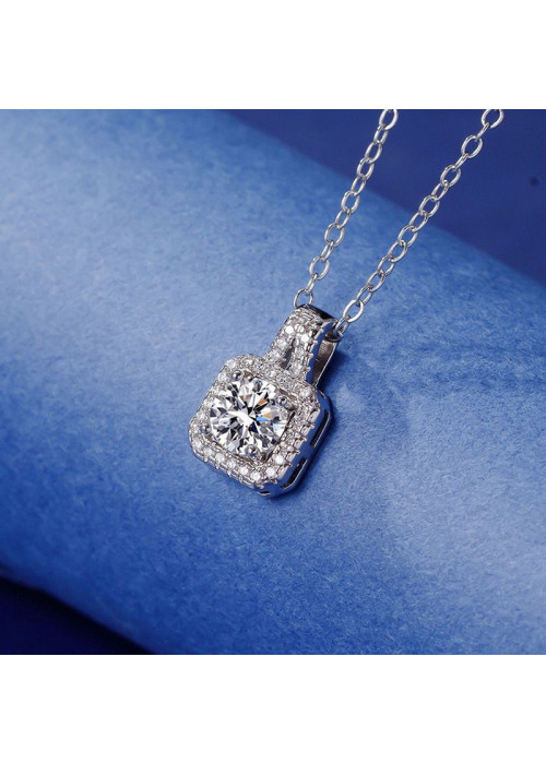 Jewels Galaxy Silver Plated Stainless Steel CZ Square Anti Tarnish Pendant