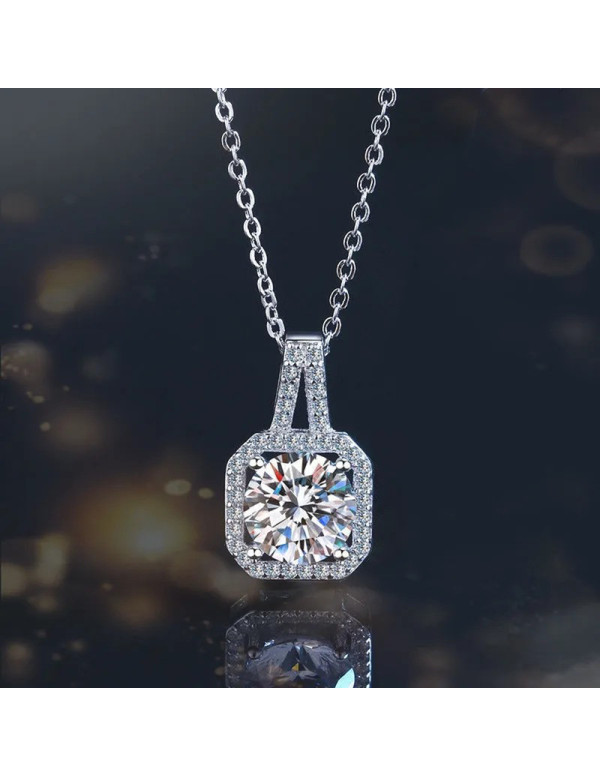 Jewels Galaxy Silver Plated Stainless Steel CZ Square Anti Tarnish Pendant