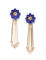 Navy Blue Gold-Plated Handcrafted Floral...