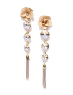 Beige Gold-Plated Handcrafted Floral Dro...