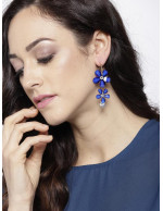 Blue Gold-Plated Handcrafted Floral Drop...