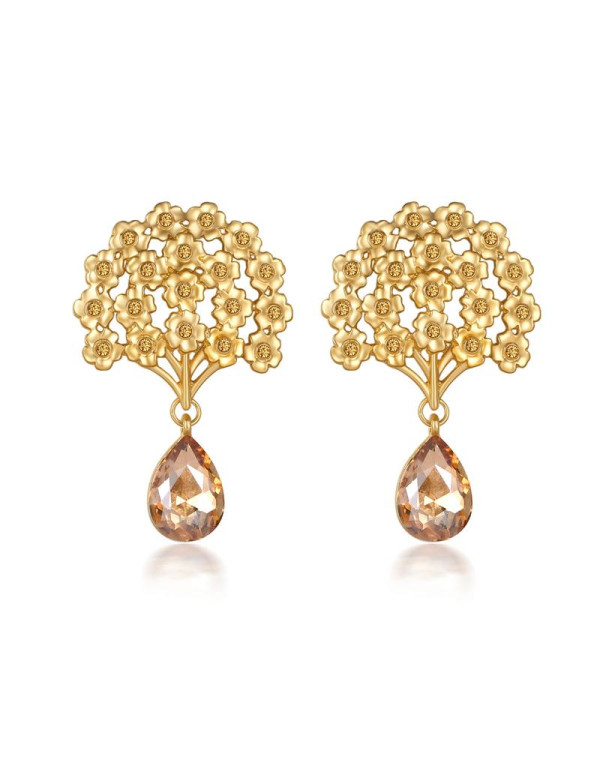 Jewels Galaxy Gold-Plated Stone-Studded Floral Dro...