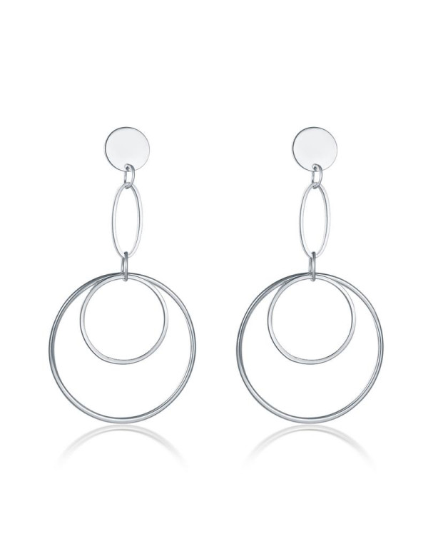 Jewels Galaxy Silver-Plated Circular Drop Earrings...