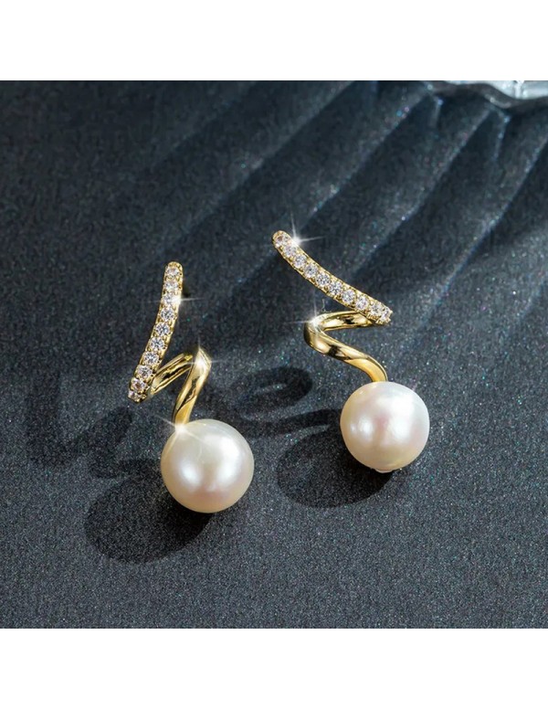 Jewels Galaxy Gold Plated Korean Stunning Quirky Design Pearl Drop Earrings