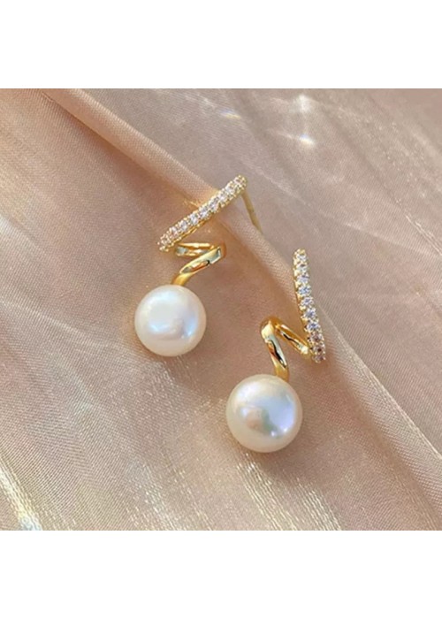 Jewels Galaxy Gold Plated Korean Stunning Quirky Design Pearl Drop Earrings