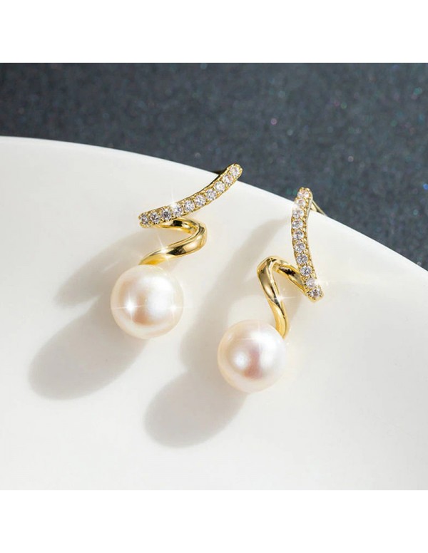 Jewels Galaxy Gold Plated Korean Stunning Quirky Design Pearl Drop Earrings