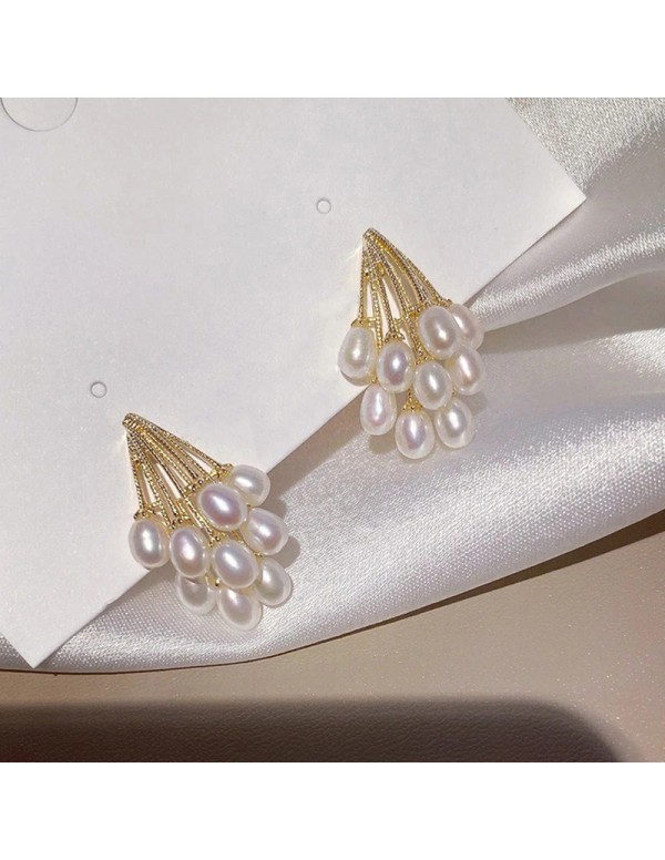 Jewels Galaxy Gold Plated Beautiful Pearl Vine Korean Drop Earrings